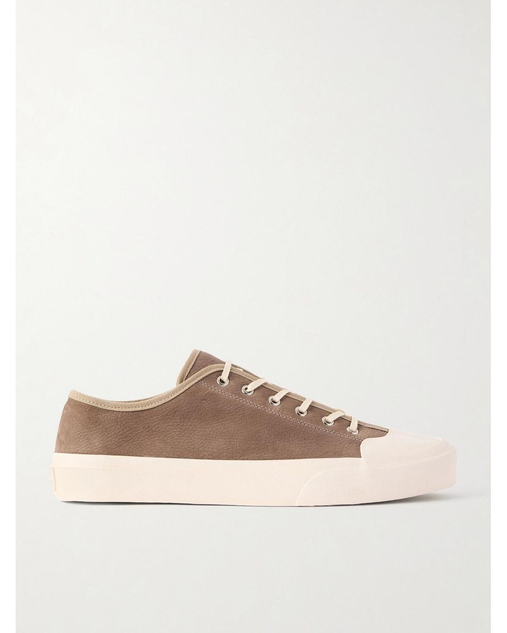 Morjas Natural Plimsoll Rubber-Trimmed Leather Sneakers for men