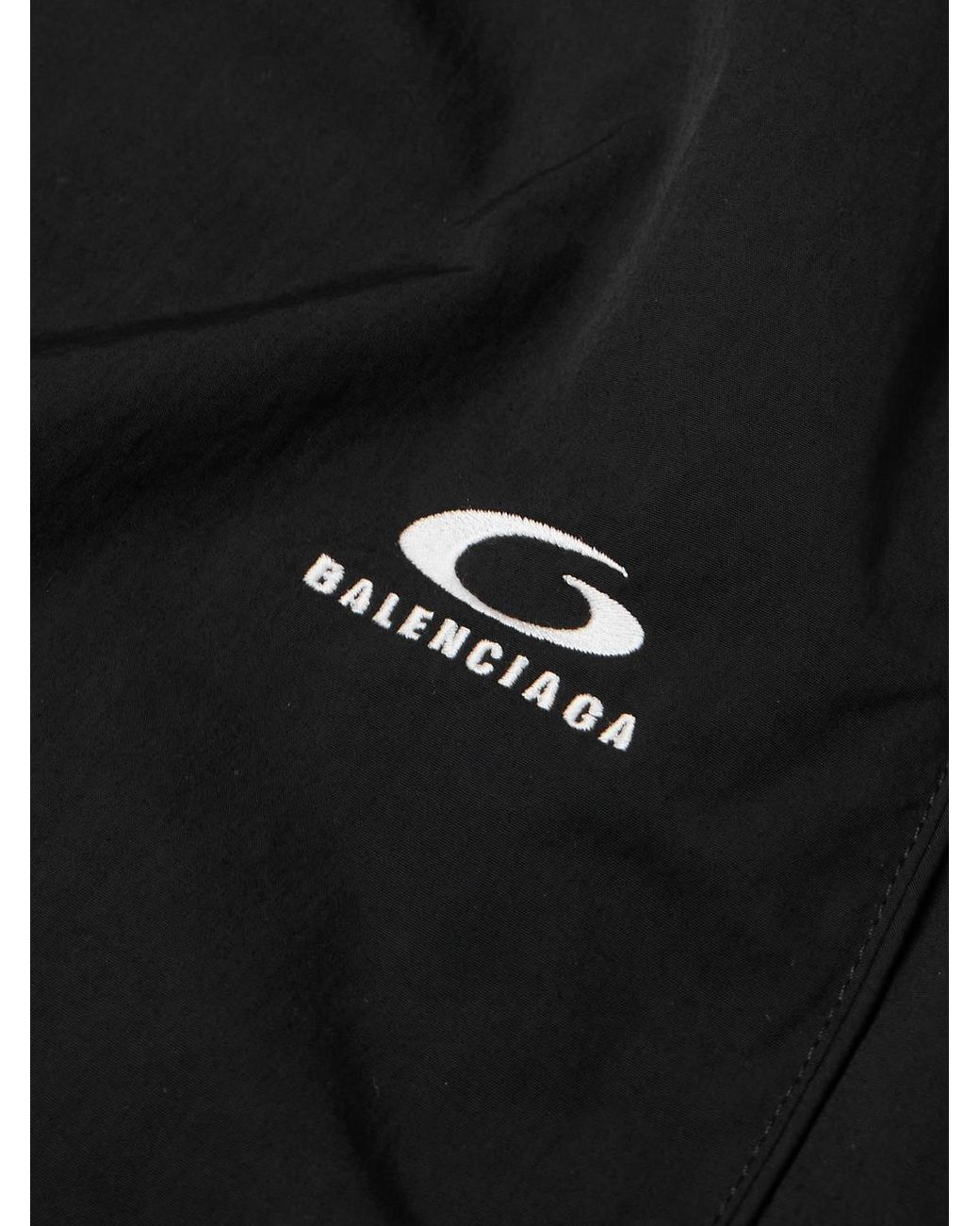 Balenciaga Black Wide-Leg Logo-Embroidered Shell Shorts for men