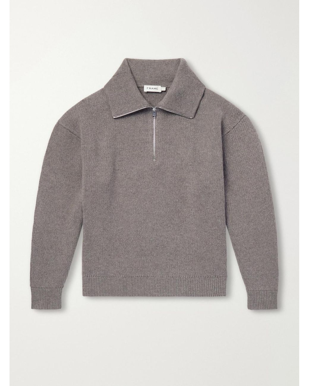 FRAME Gray Wool Half-Zip Sweater for men