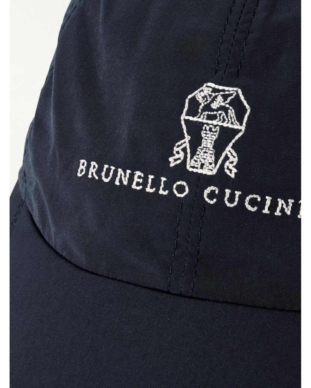 Brunello Cucinelli Blue Logo-Embroidered Cotton-Twill Baseball Cap for men