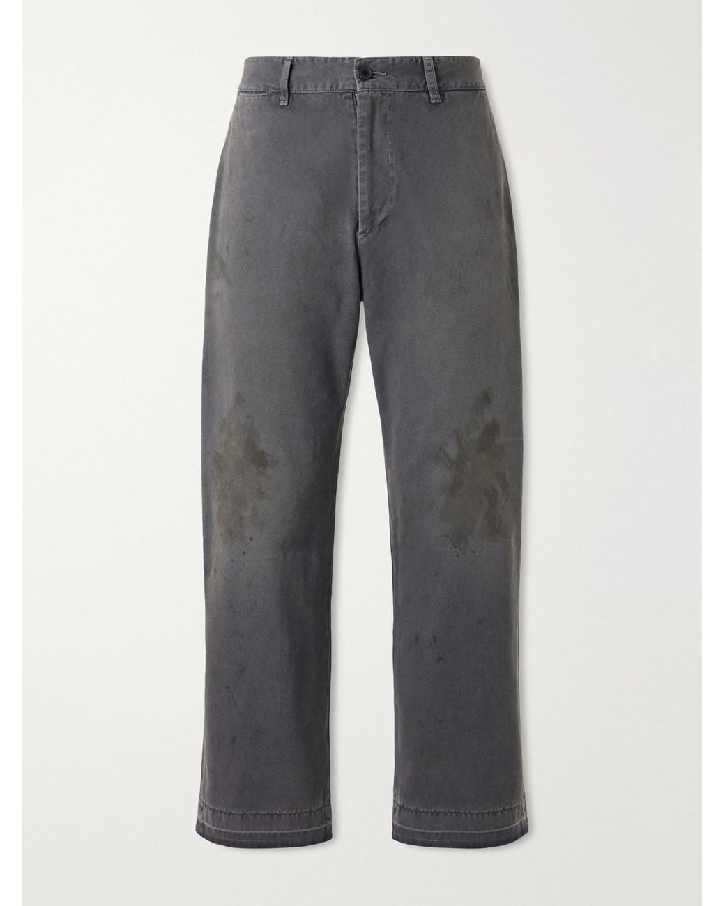 Enfants Riches Deprimes Gray Antique Work Straight-Leg Distressed Cotton Trousers for men