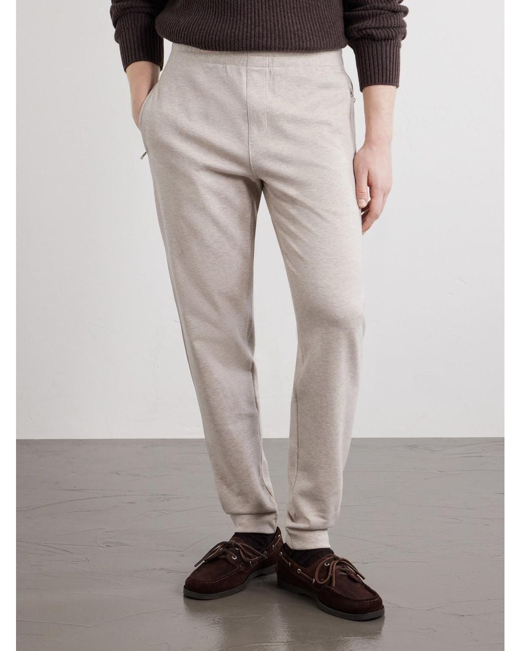Orlebar Brown White Struma Tapered Cotton-Blend Jersey Sweatpants for men