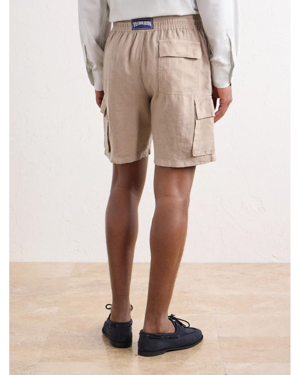 Vilebrequin Natural Baie Straight-Leg Linen Drawstring Cargo Shorts for men