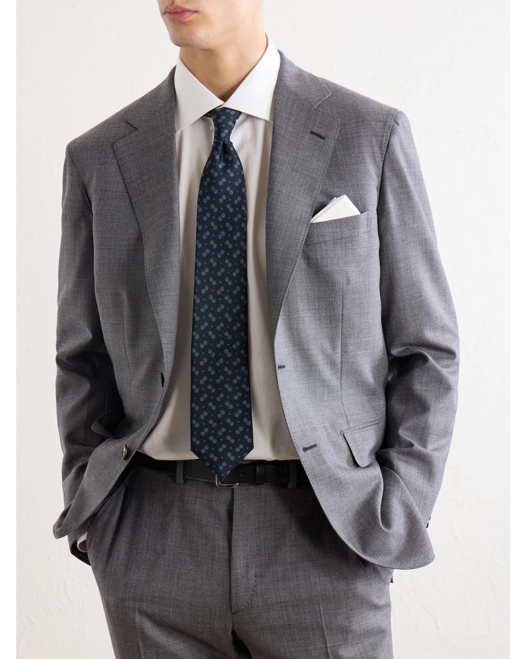 Brioni Blue 8Cm Silk-Jacquard Tie for men