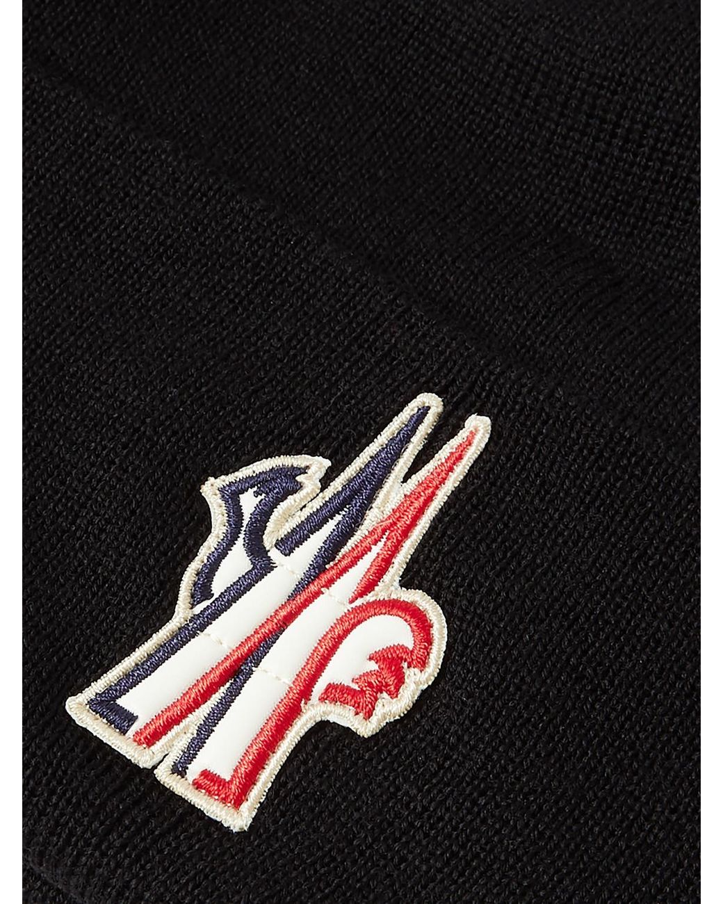 Moncler Black Logo-Appliquéd Ribbed Wool Beanie for men