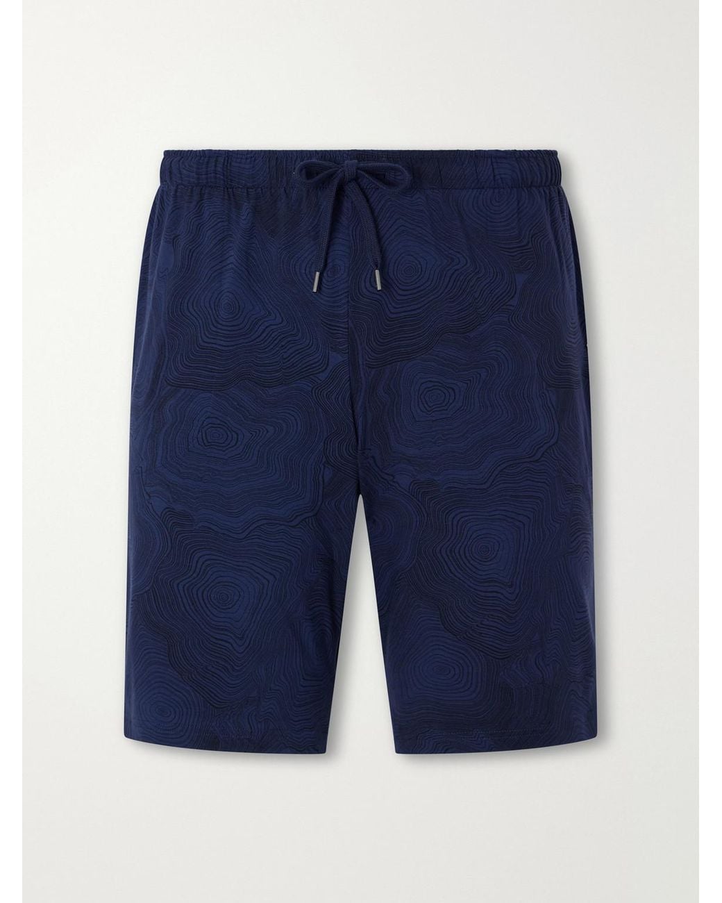 Derek Rose Blue London Printed Stretch-Modal Jersey Drawstring Pyjama Shorts for men