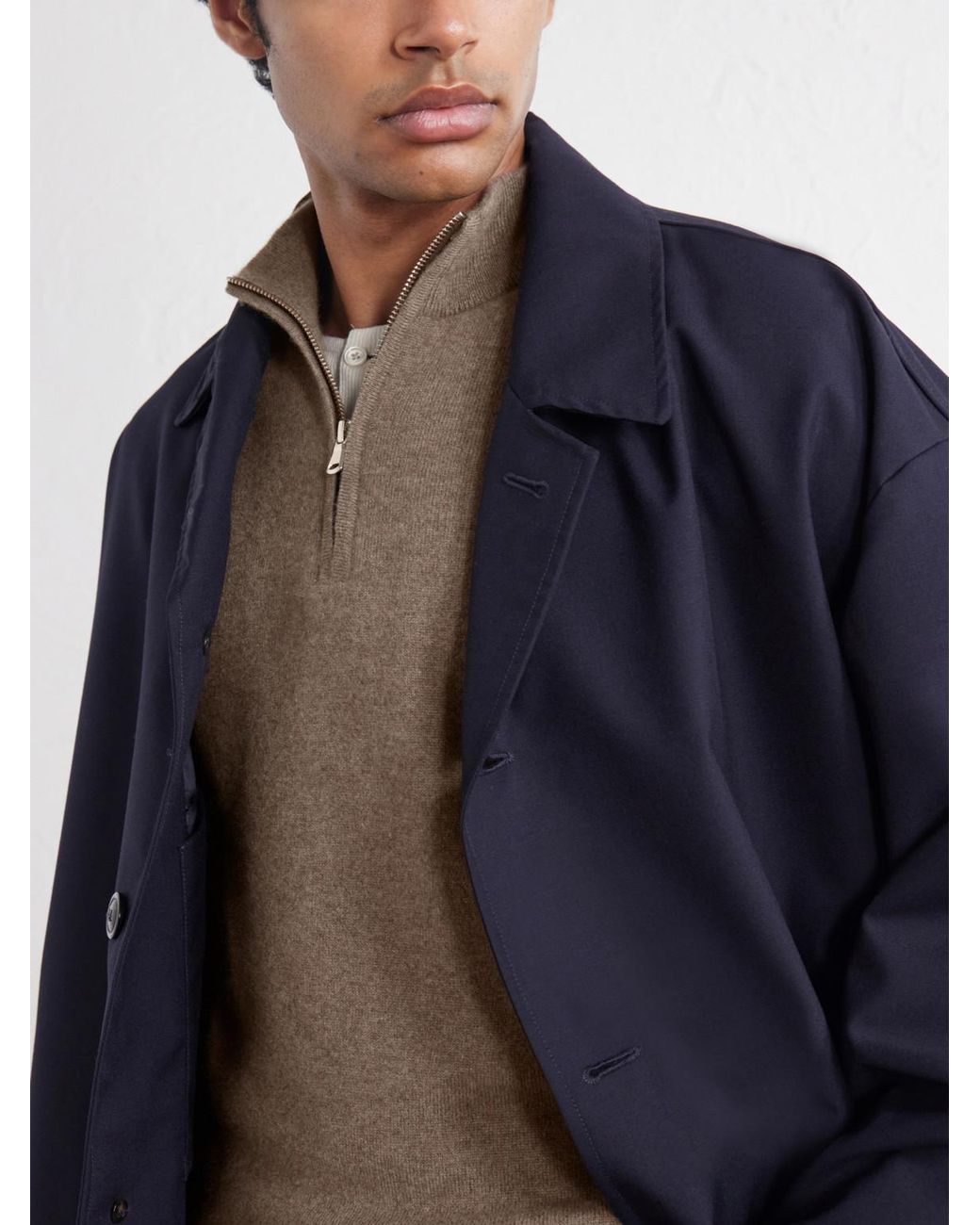 Sunspel Brown Cashmere Half-zip Sweater for men