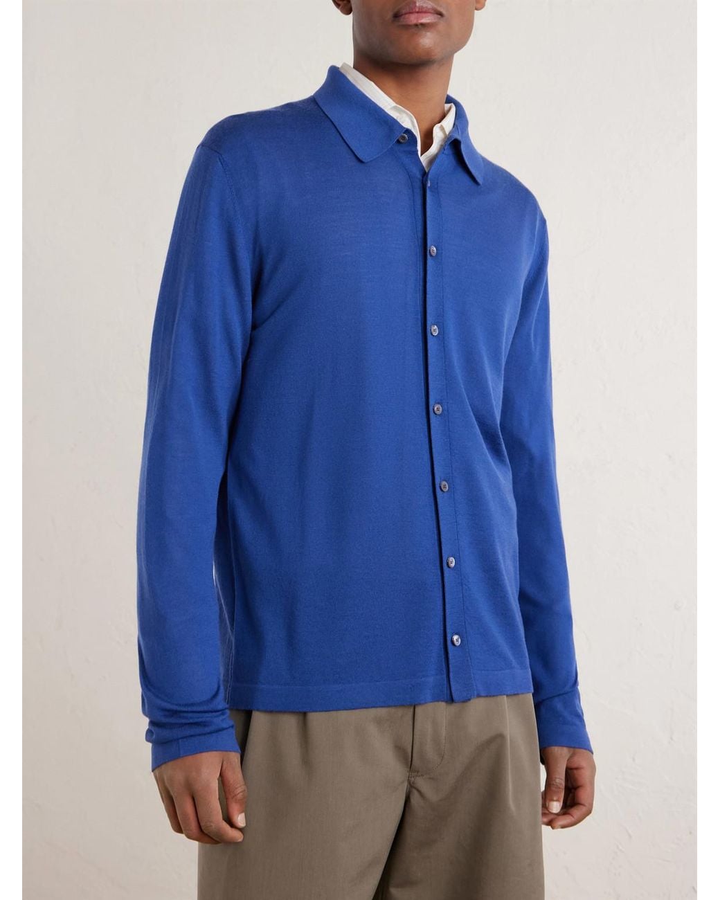 Piacenza 1733 Blue Virgin Wool Shirt for men