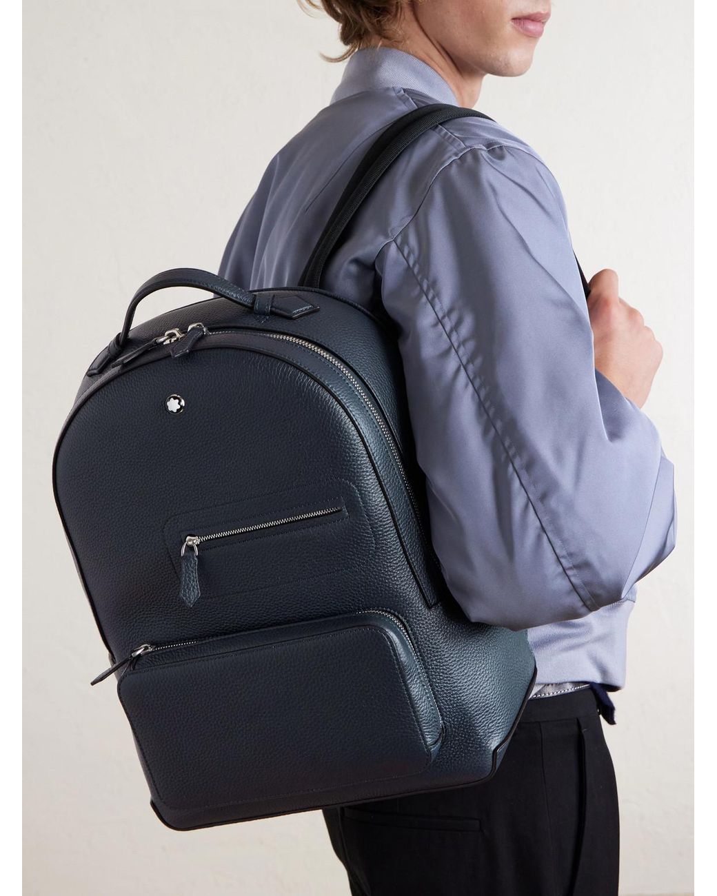 Montblanc Blue Companion Full-Grain Leather Backpack for men