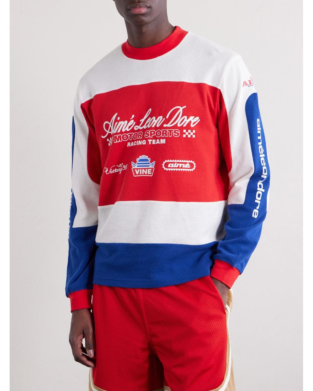 Aimé Leon Dore Red Motocross Printed Cotton-Jersey T-Shirt for men