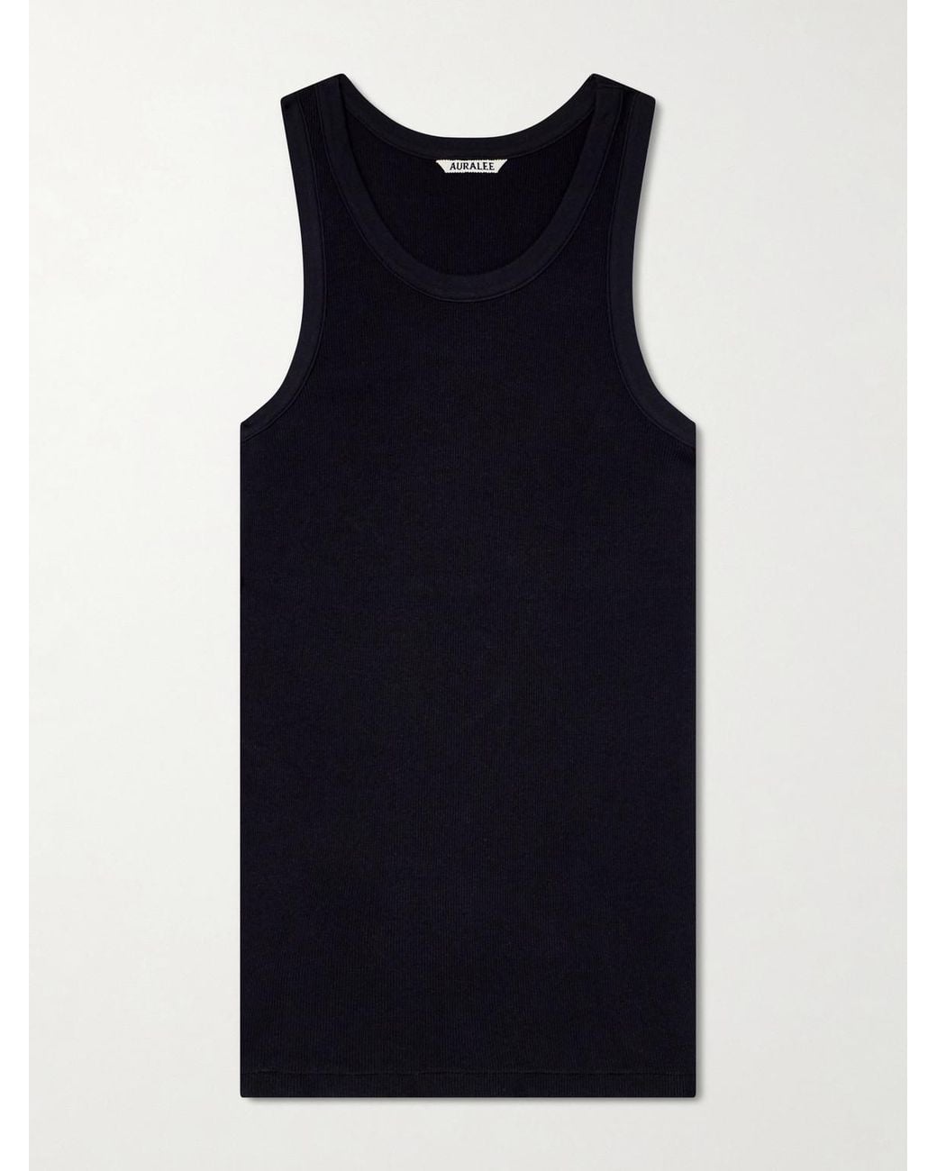 Auralee Blue Ribbed Organic Cotton-Jersey Tank Top for men