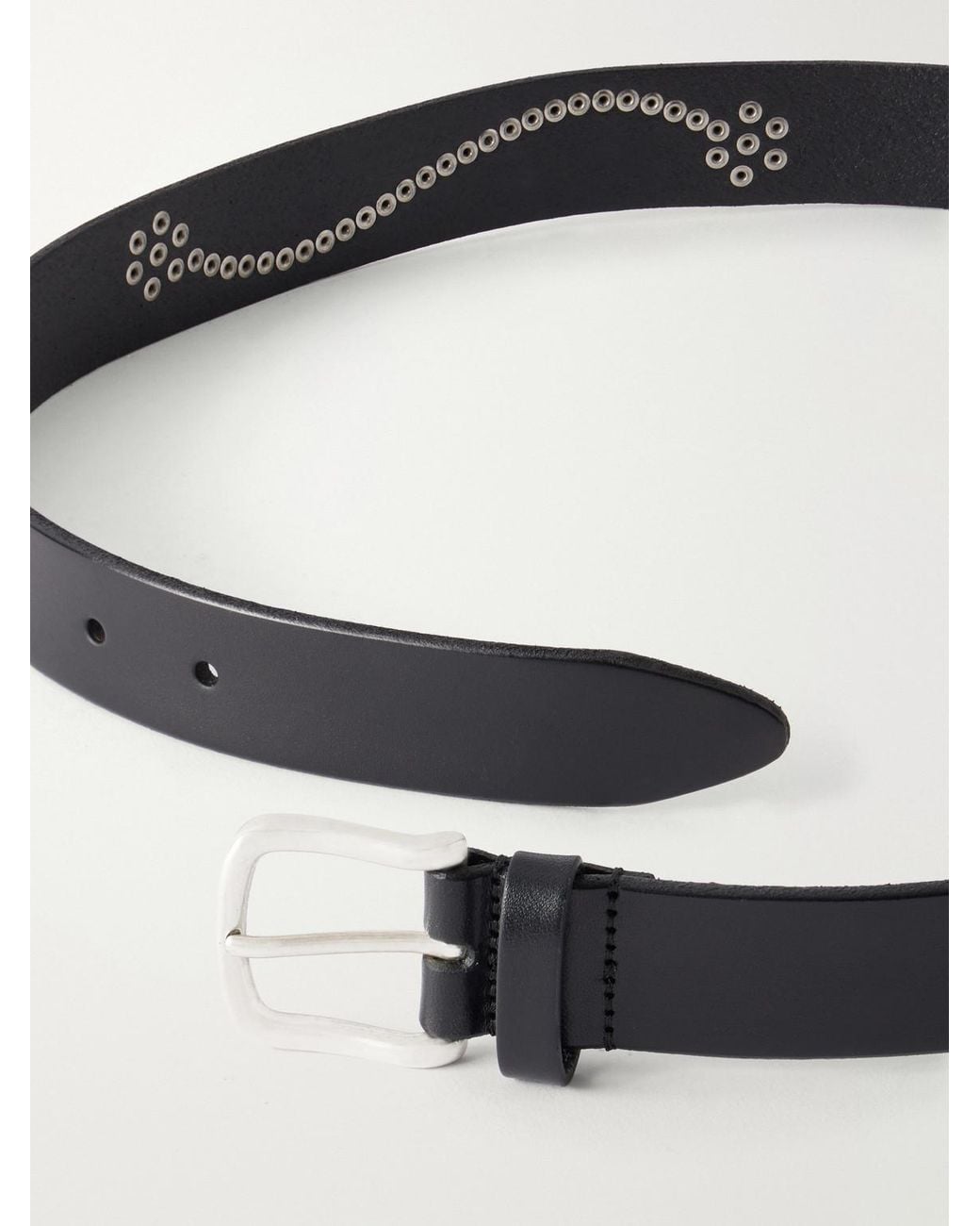 Andersons Black 3.5Cm Studded Leather Belt for men