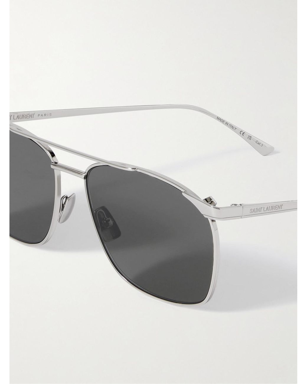 Saint Laurent Gray Aviator-Style-Tone Sunglasses for men