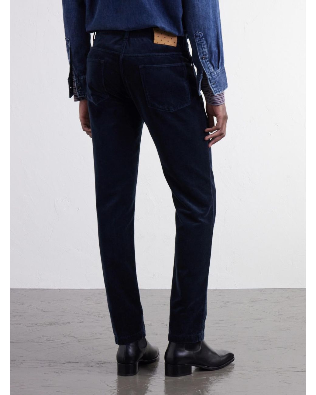 Massimo Alba Blue Straight-Leg Cotton-Velvet Trousers for men