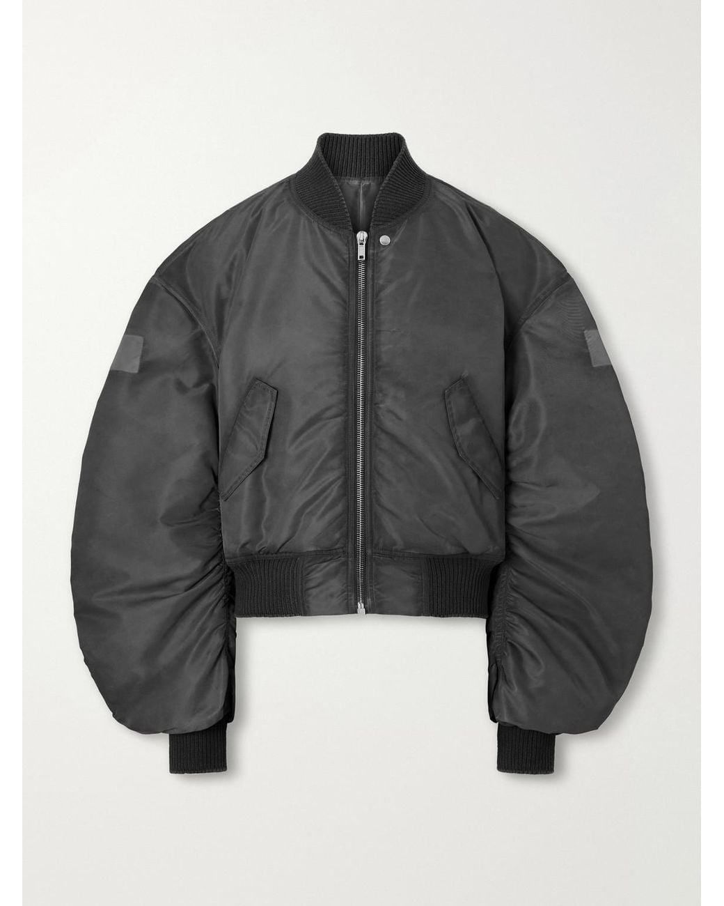 Rick Owens Gray Cropped Appliquéd Shell Bomber Jacket for men