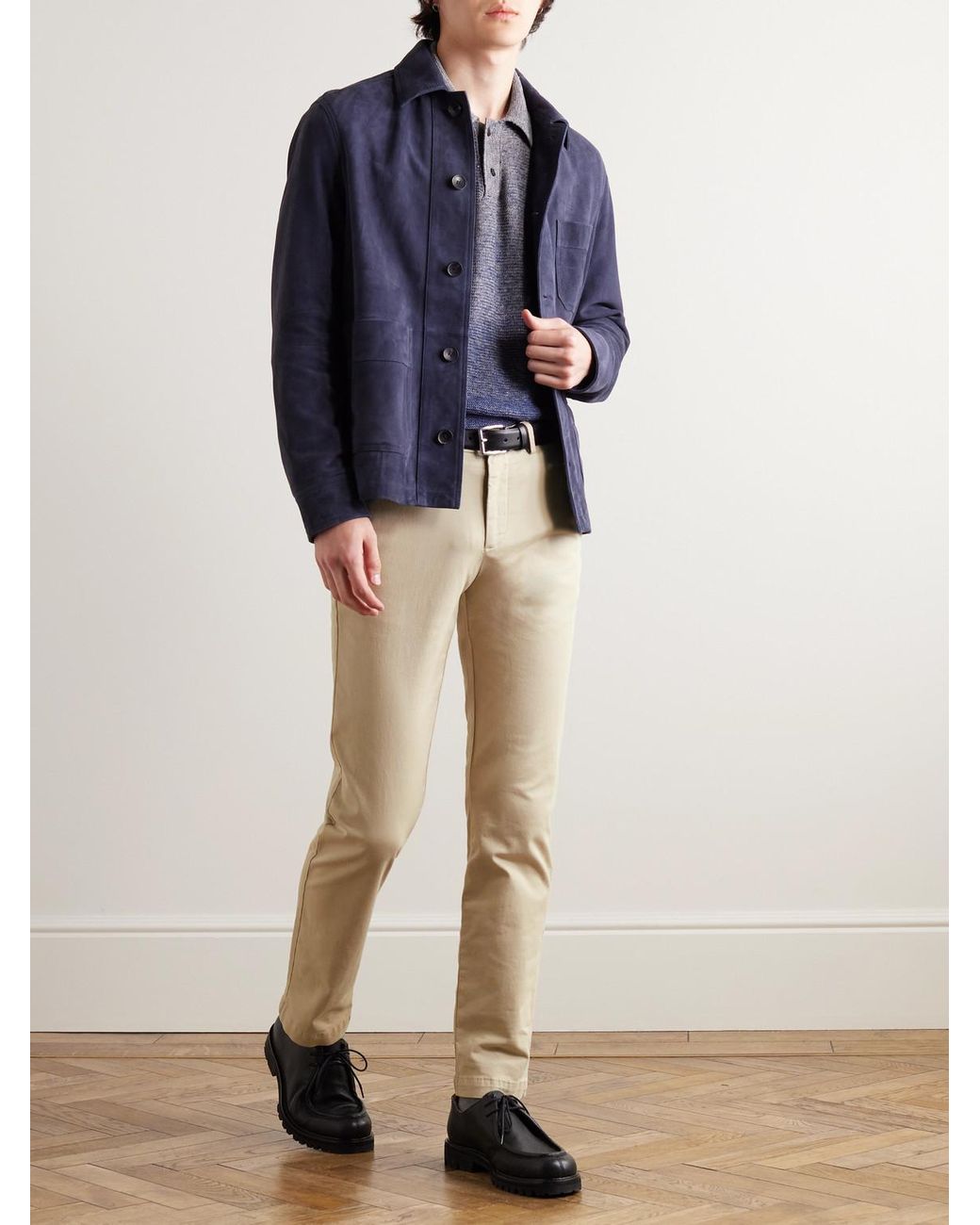 Mr P. Natural Samuel Straight-Leg Cotton-Blend Twill Chinos for men