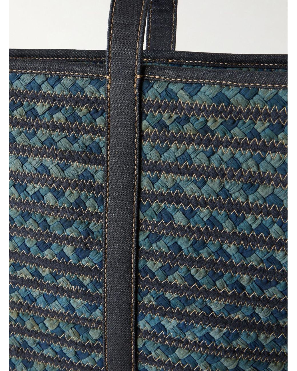 RRL Blue Banks Beach Medium Woven Tote for men