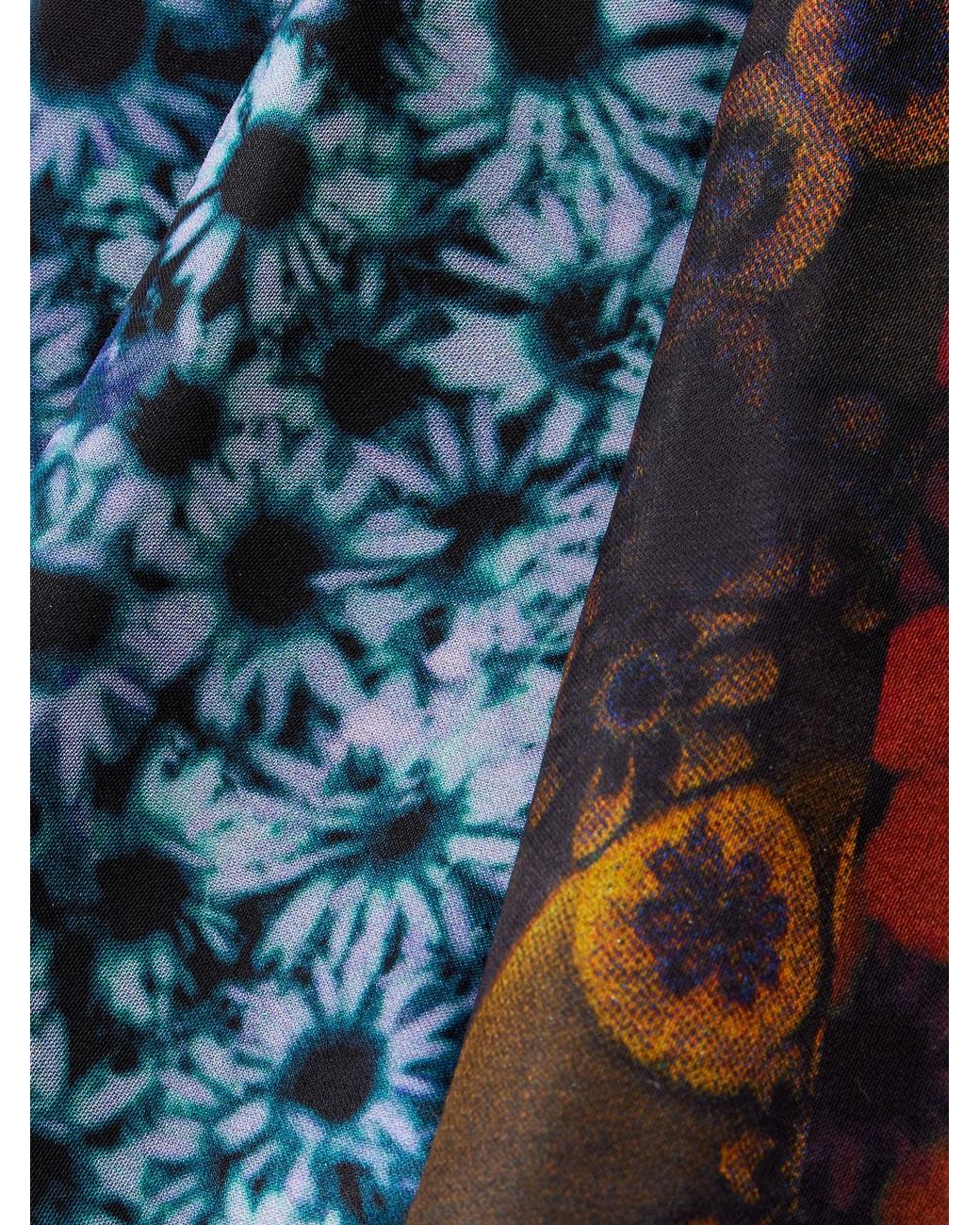 Dries Van Noten Blue Flora Satin Scarf for men