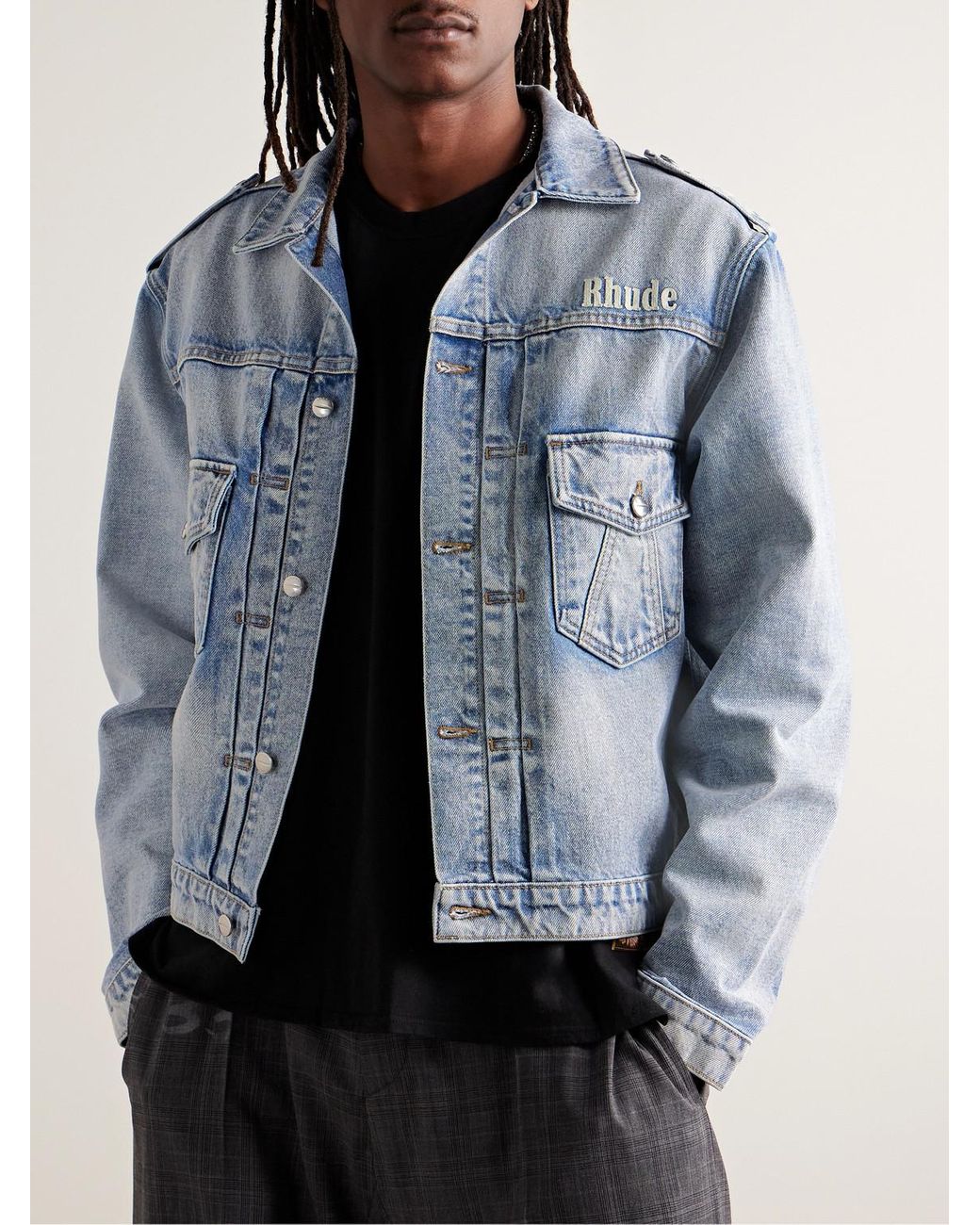 Mens embroidered outlet denim jacket