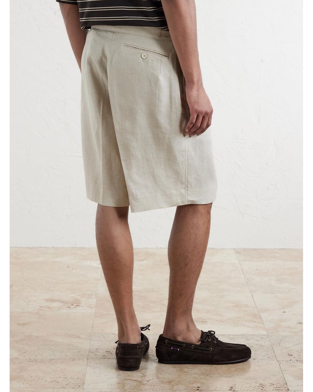 Kaptain Sunshine Natural Gurkha Straight-leg Linen And Silk-blend Shorts for men