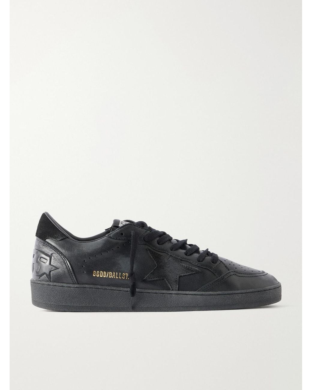 Golden Goose Deluxe Brand Black Ball Star Distressed Suede-Trimmed Leather Sneakers for men