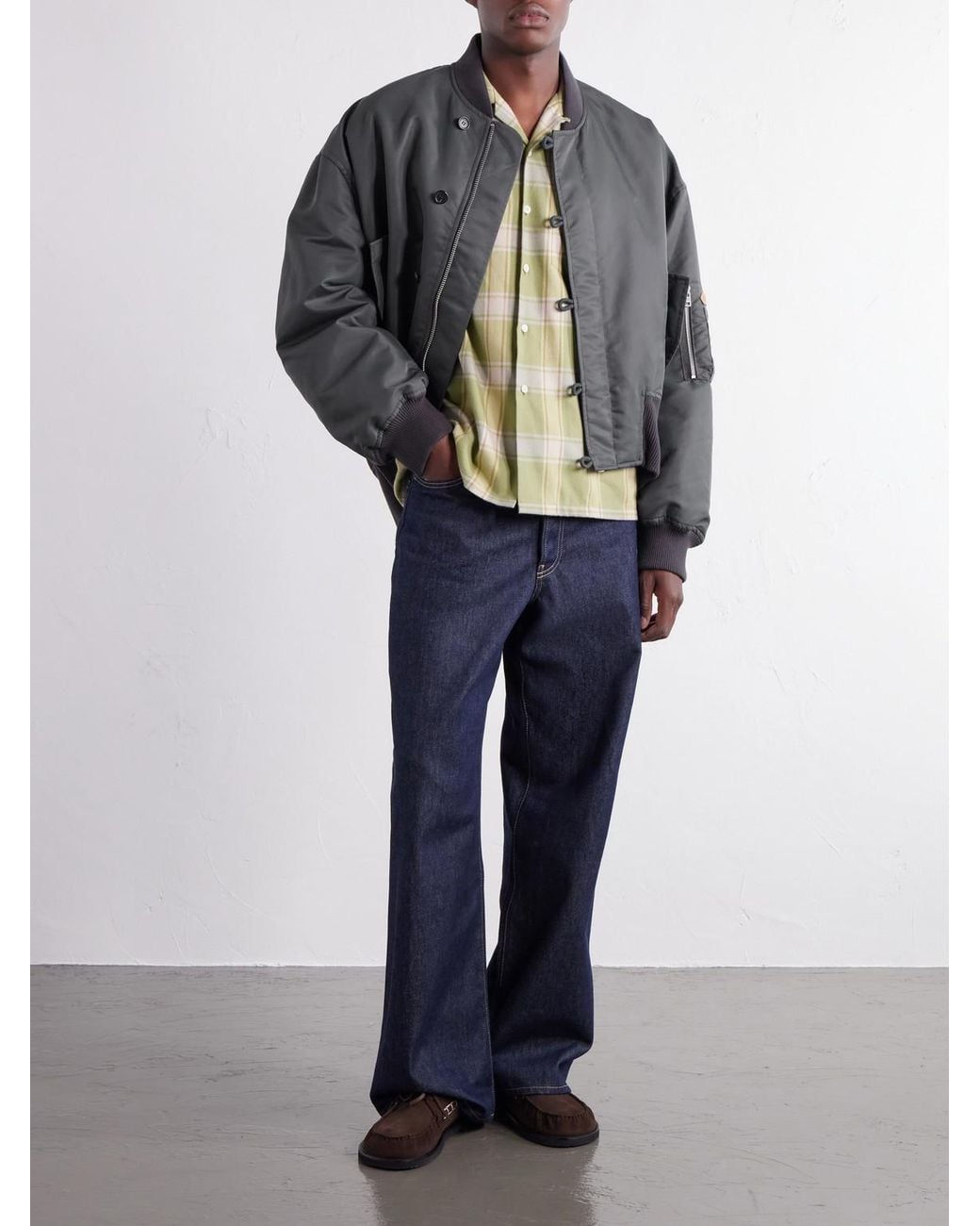 J.W. Anderson Gray Rib-Trimmed Shell Bomber Jacket for men