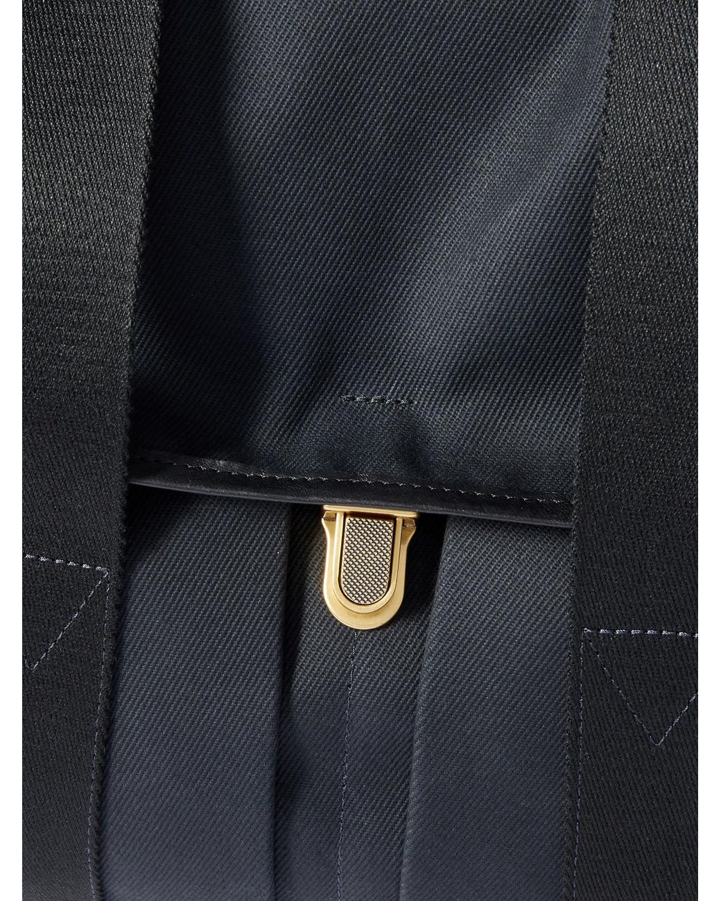 Bleu De Chauffe Blue Musette Business Leather And Webbing-Trimmed Canvas Weekend Bag for men