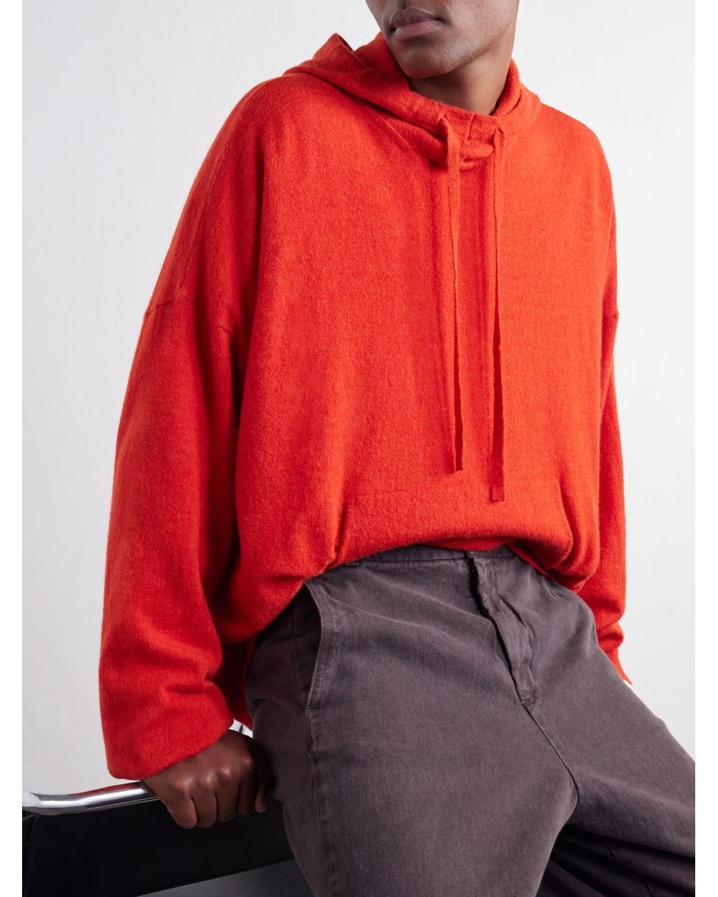 Casey Casey Red Knitted Hoodie for men