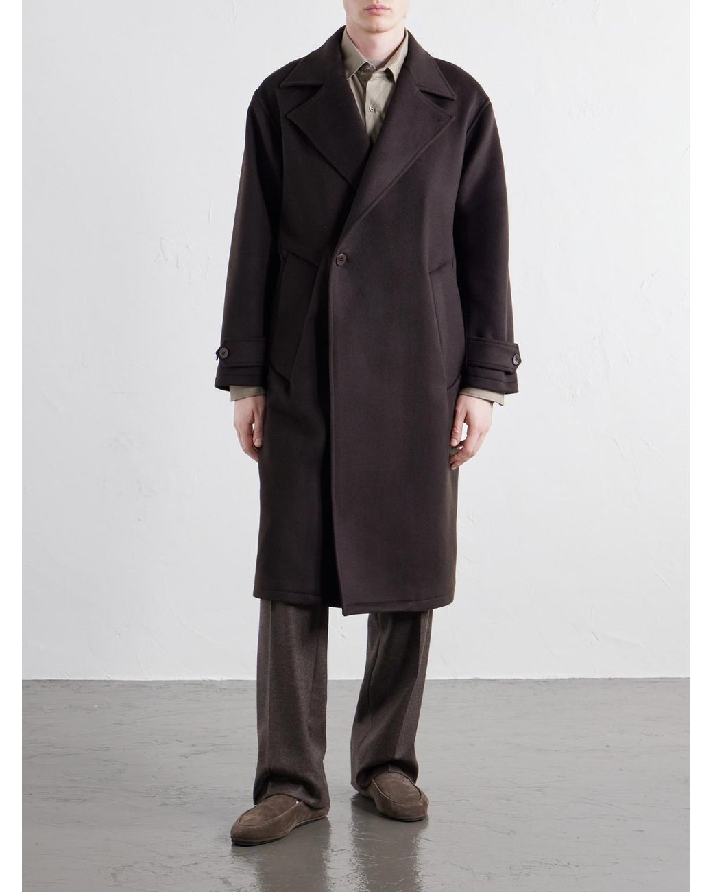 STÒFFA Black Brushed-Cashmere Coat for men