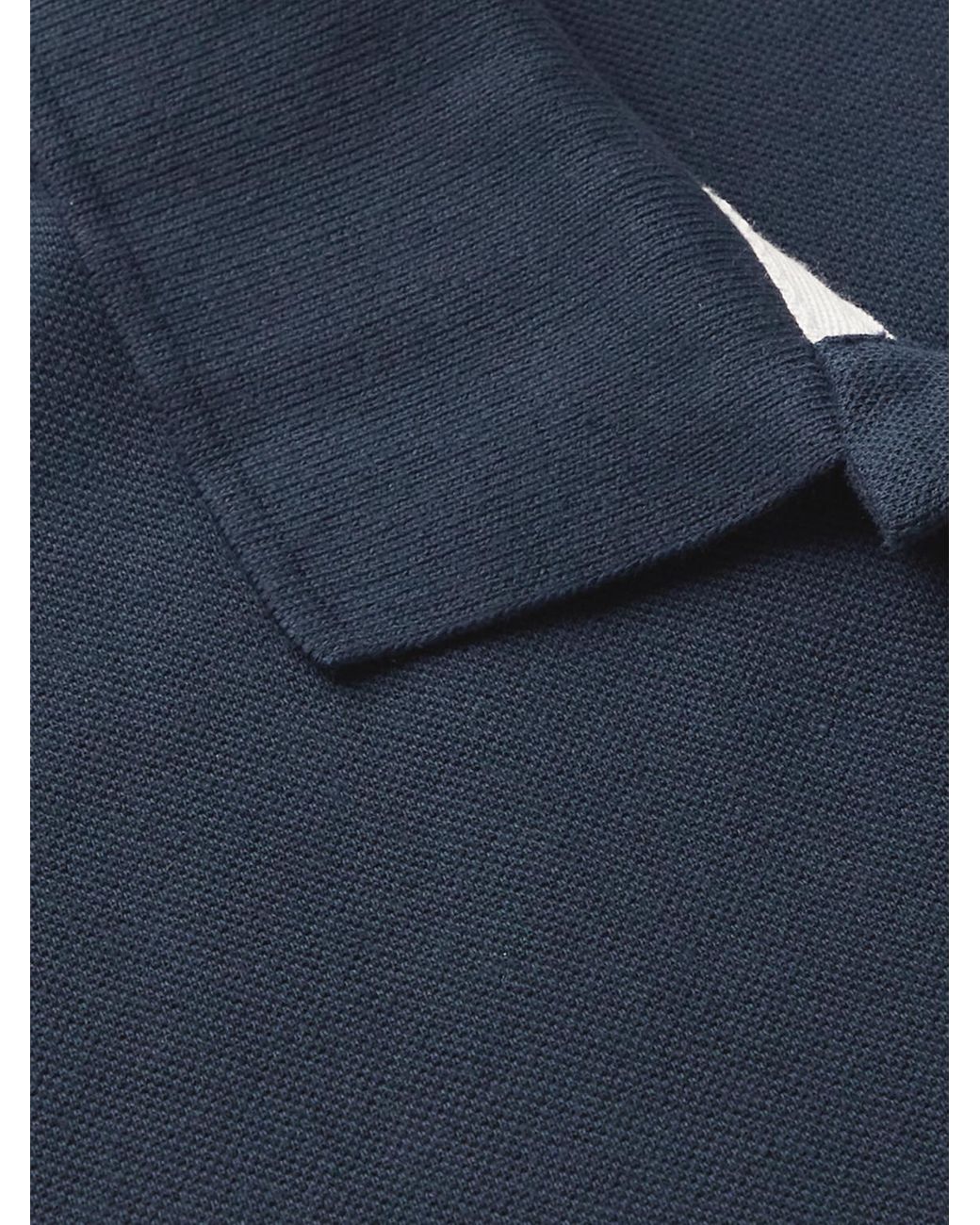 Vilebrequin Blue Slim-Fit Logo-Embroidered Cotton-Piqué Polo Shirt for men