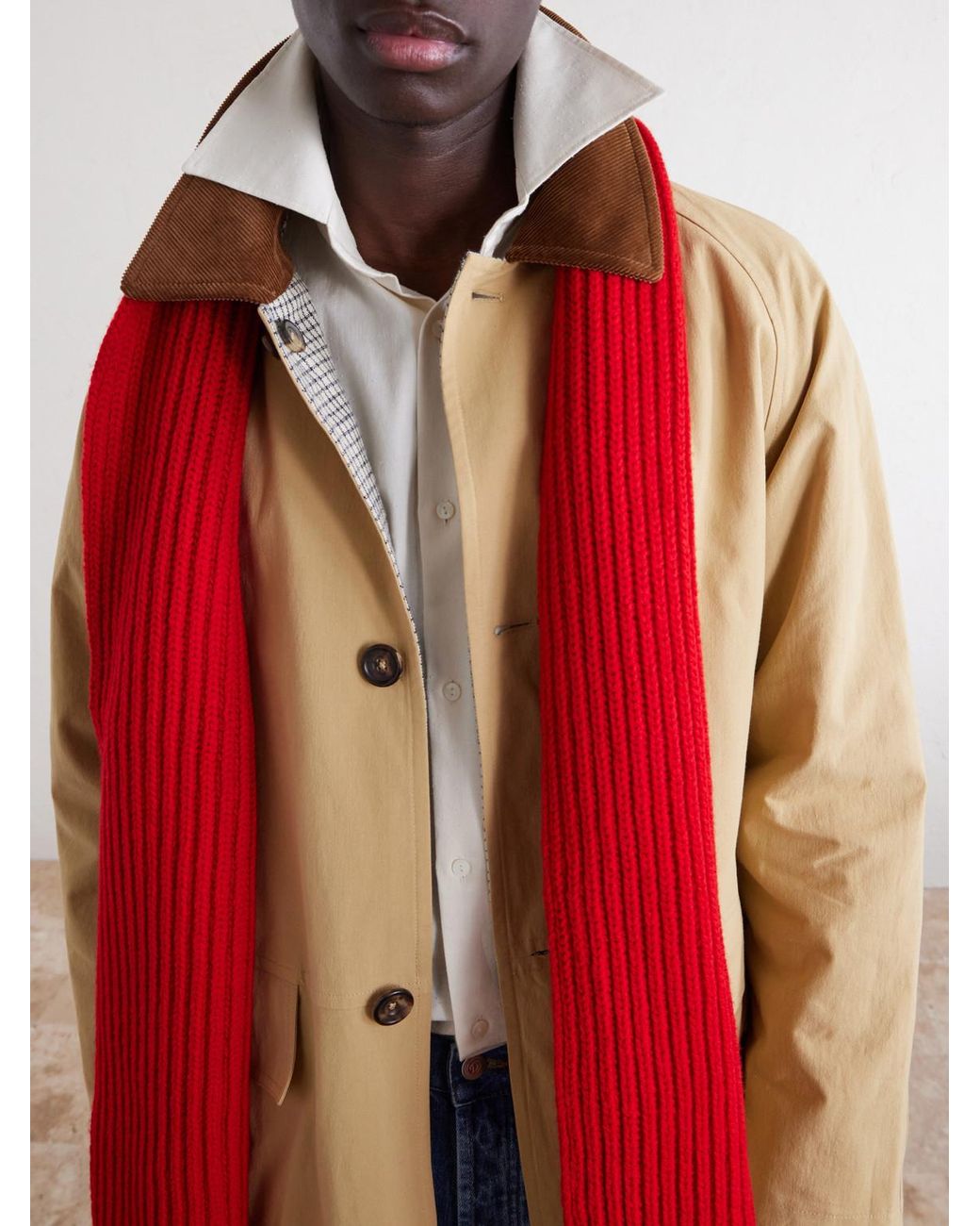 Drake's Natural Reversible Corduroy-Trimmed Cotton And Linen-Blend Jacket for men