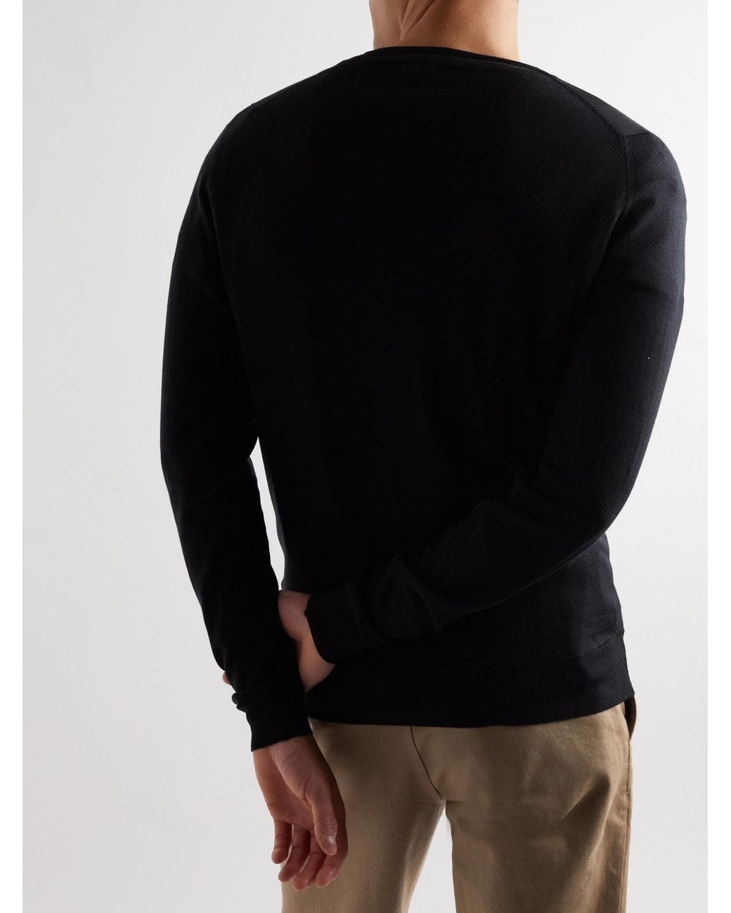John Smedley Black Lundy Merino Wool Sweater for men