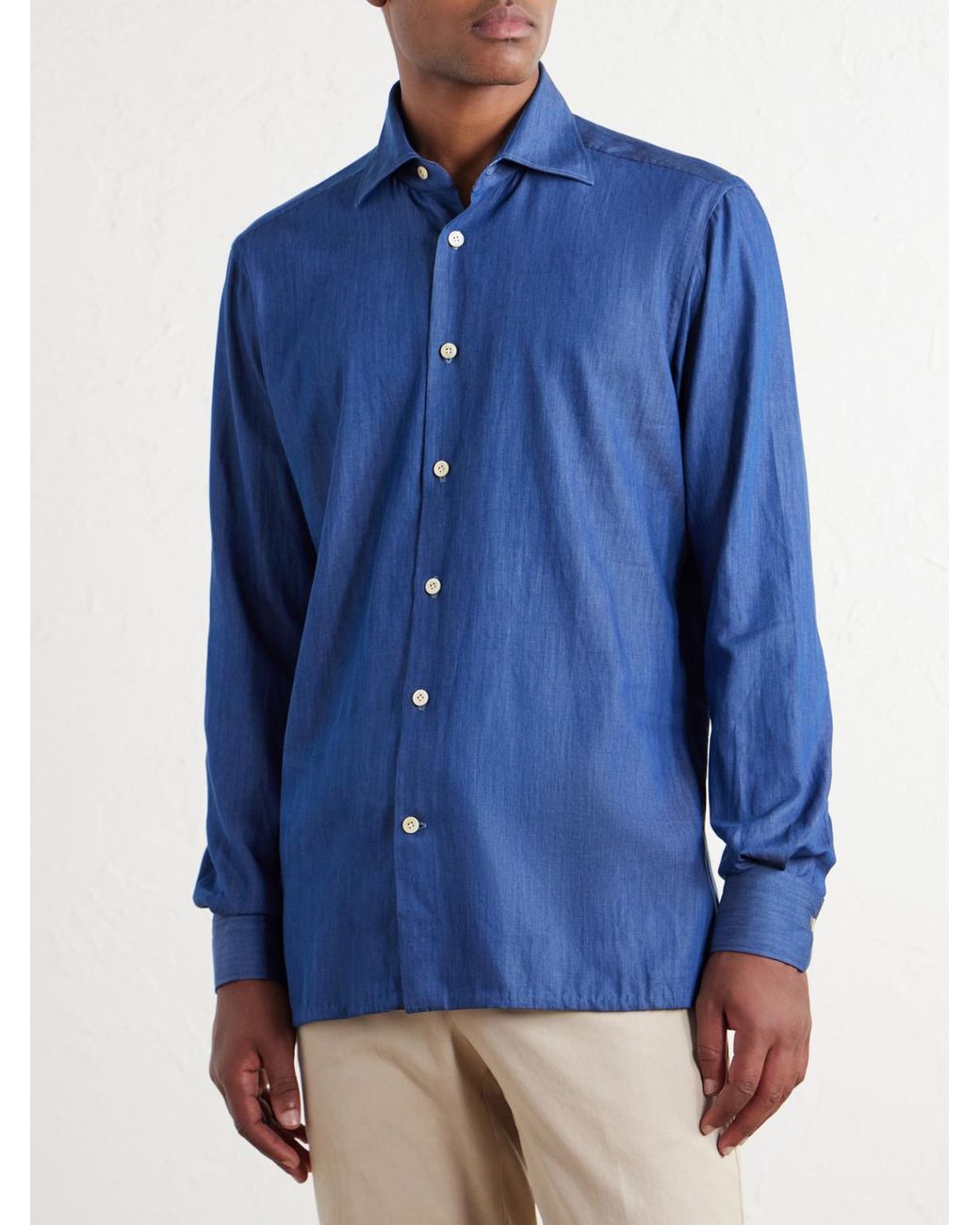 Kiton Blue Denim Shirt for men