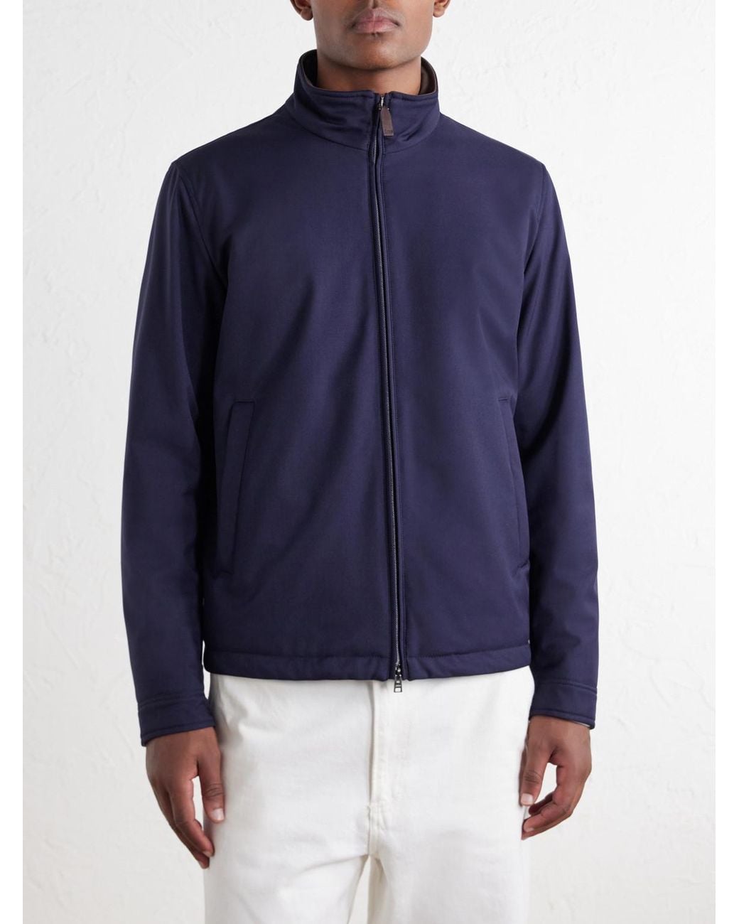 Herno Blue Padded Twill Bomber Jacket for men