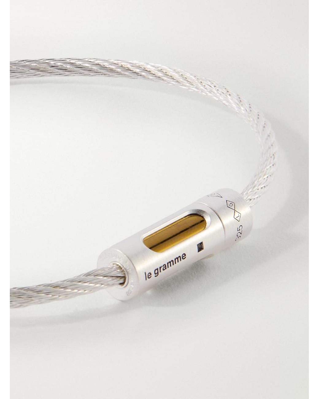 Le Gramme Natural 9G Punched Sterling Cable Bracelet for men