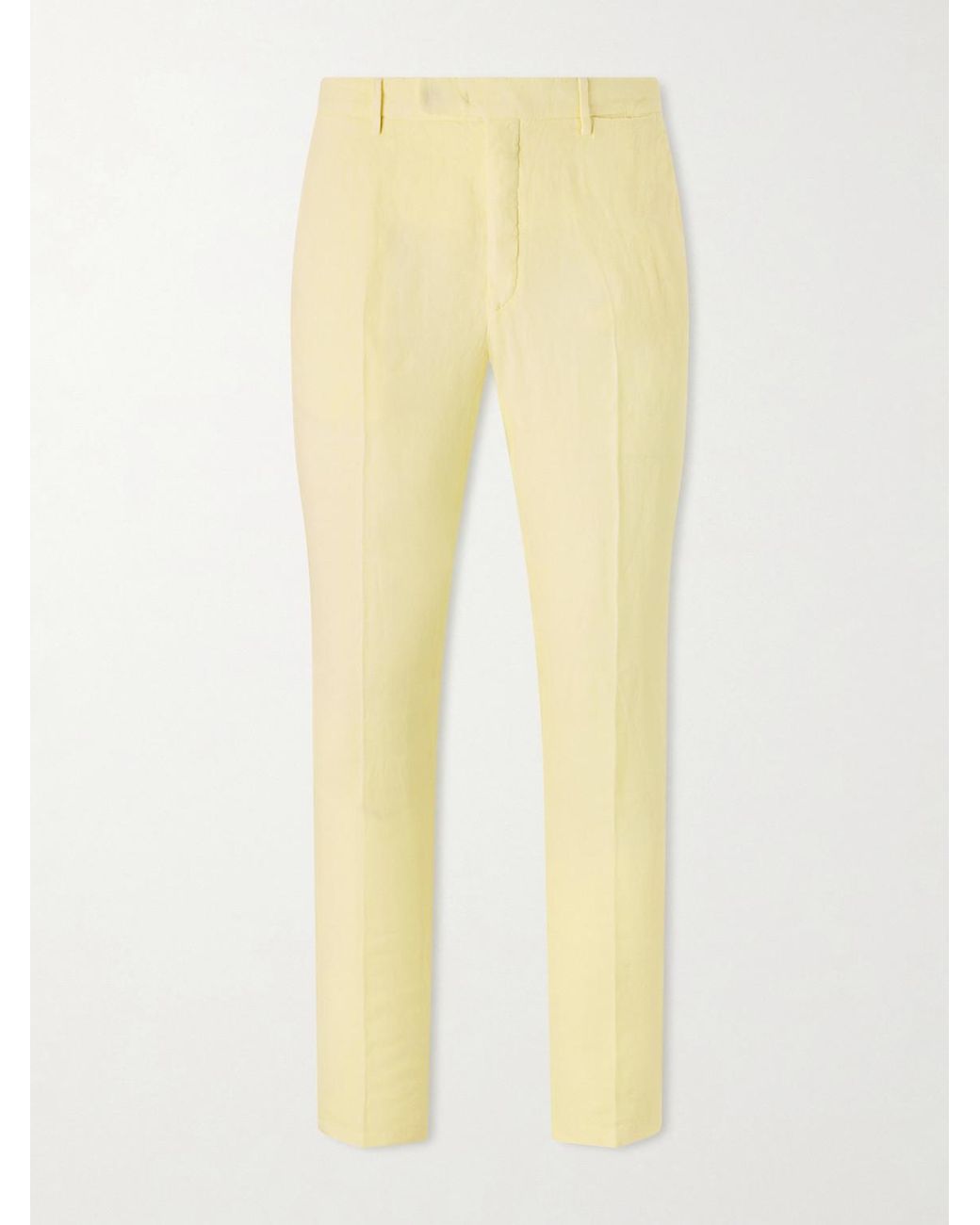 Boglioli Yellow Straight-Leg Linen Suit Trousers for men