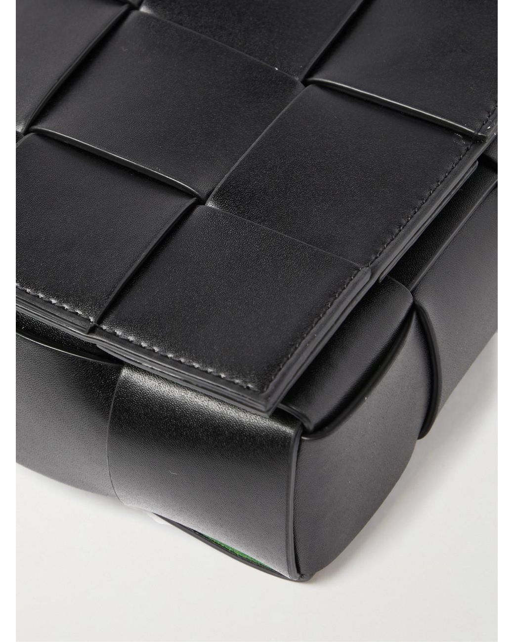 Bottega Veneta Black Intrecciato Leather Messenger Bag for men