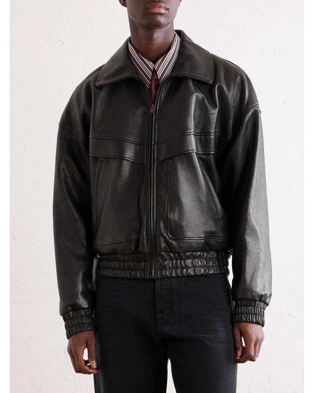 Saint Laurent Black Leather Jacket for men