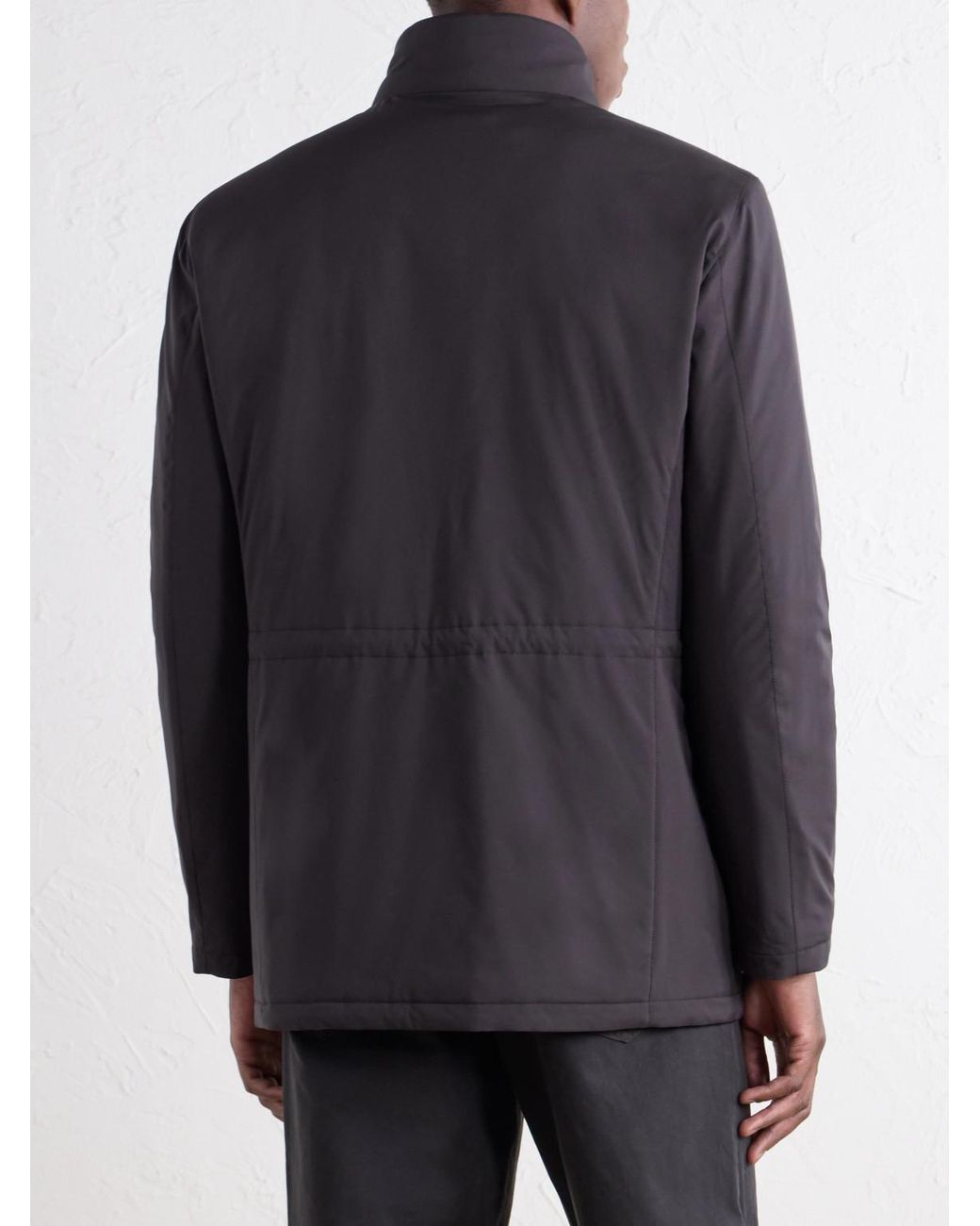 Thom Sweeney Gray Suede And Rib-Trimmed Padded Shell Coat for men
