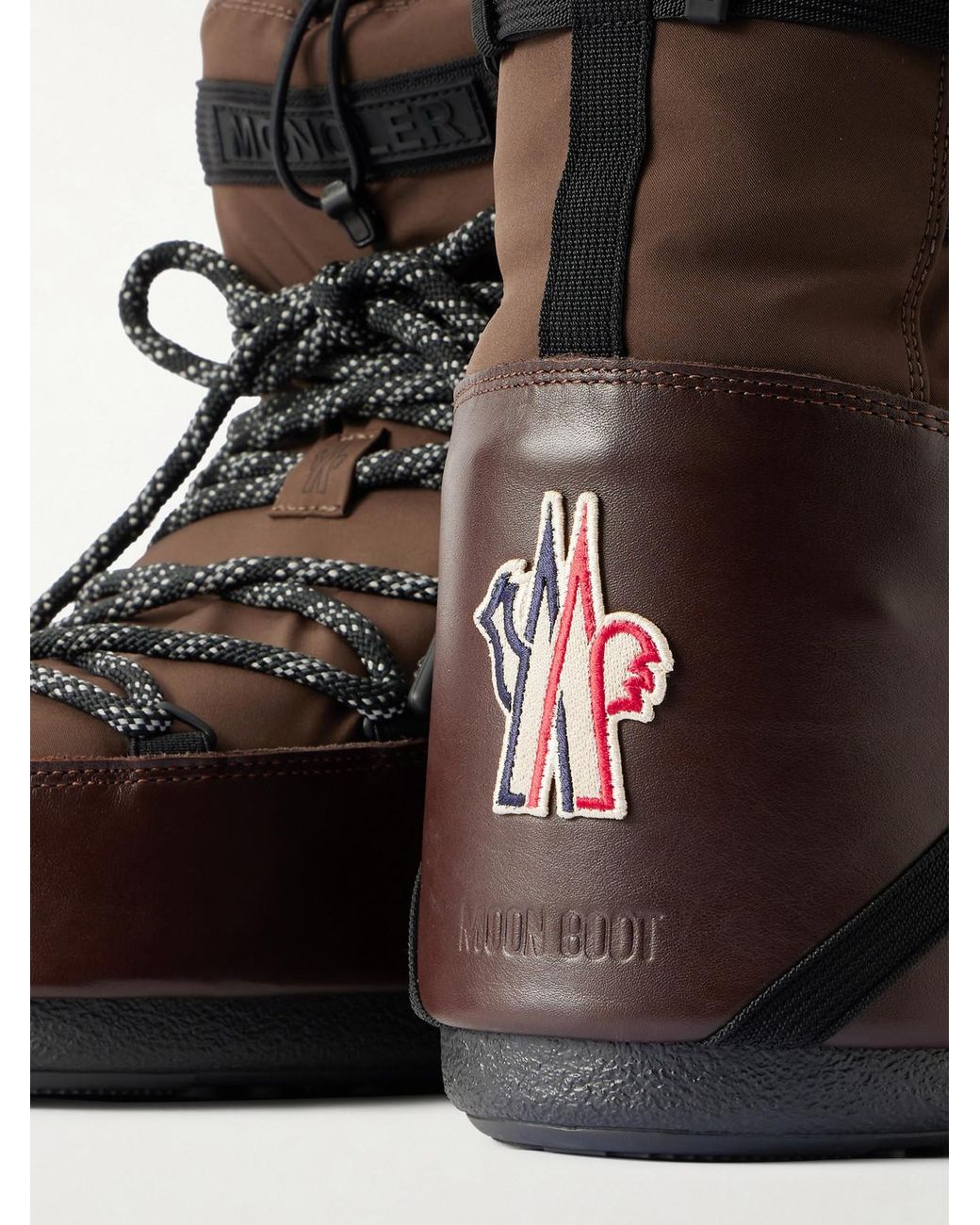 Moncler Brown Moon Boot Icon Low Gaiter Padded Shell And Leather Snow Boots for men
