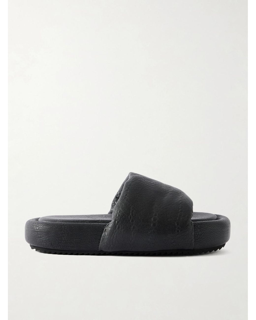 Rick Owens Black Chancla Full-Grained Leather Slides for men