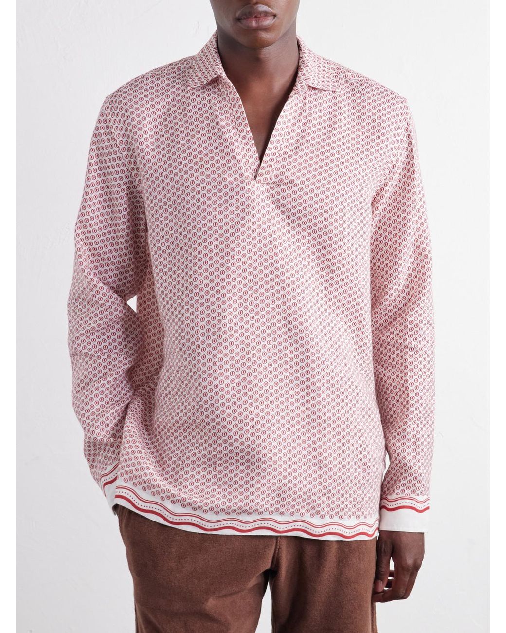 Orlebar Brown Pink Ridley Printed Linen Shirt for men