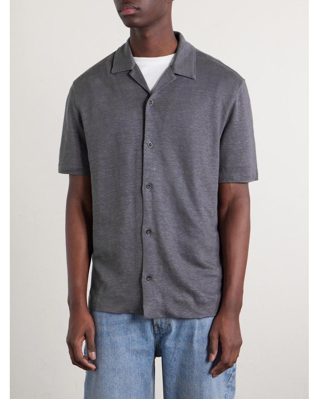 Mr P. Gray Camp-Collar Linen Shirt for men