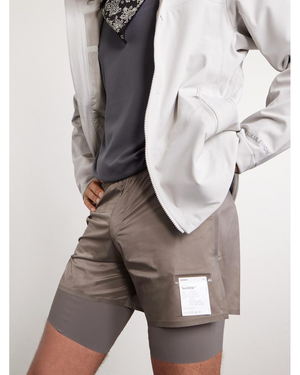 Satisfy Gray Slim-Fit Layered 8&Quot; Techsilk And Justice&Trade; Coldblack&Reg; Shorts for men