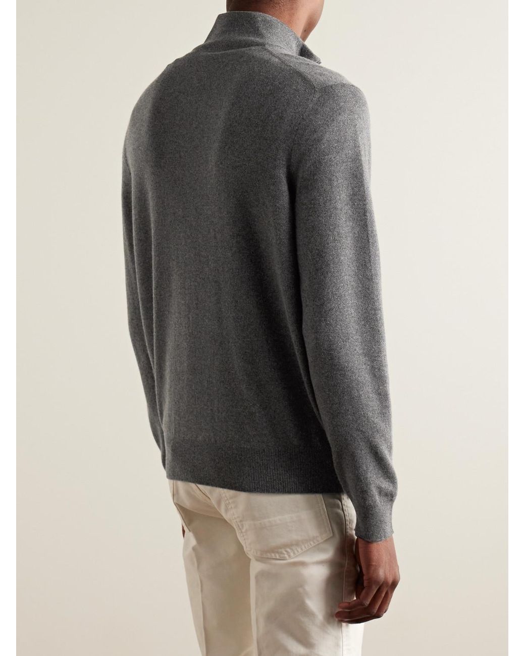 Loro Piana Gray Slim-Fit Baby Cashmere Half-Zip Sweater for men