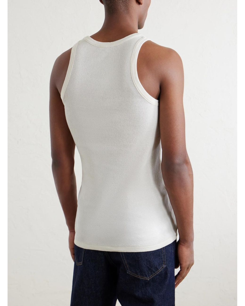 Auralee White Ribbed Organic Cotton-Jersey Tank Top for men