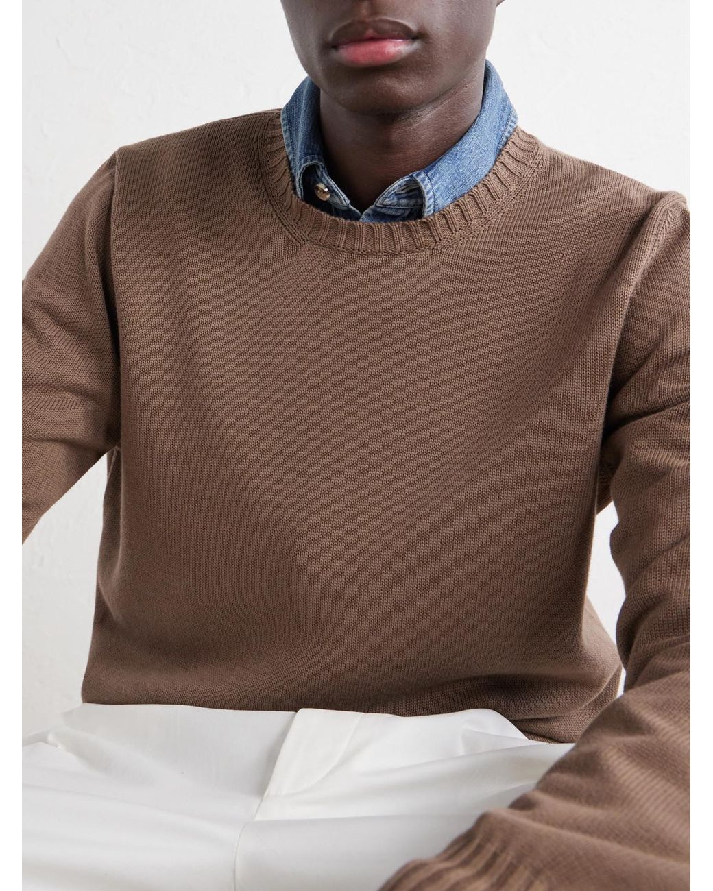 Ghiaia Brown Cotton Sweater for men