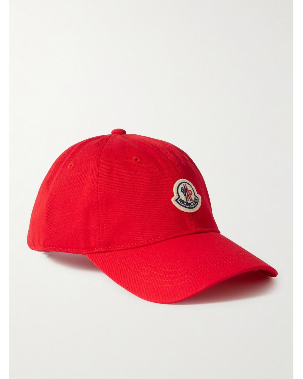 Moncler Red Logo-Appliquéd Cotton-Twill Baseball Cap