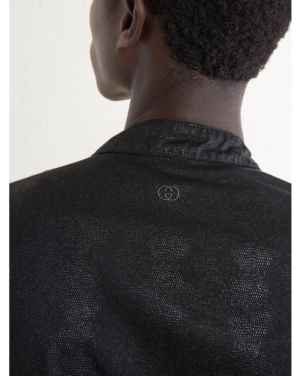 Gucci Black Snake-Effect Cotton-Blend Jacket for men