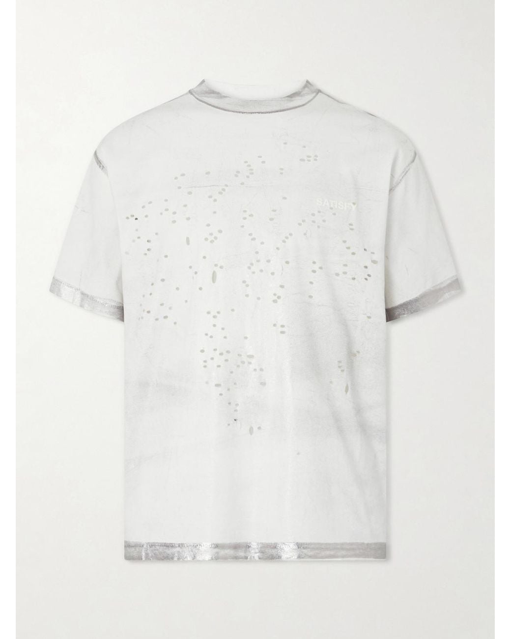 Satisfy White Logo-Print Distressed Mothtech Cotton-Jersey T-Shirt for men